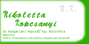 nikoletta kopcsanyi business card